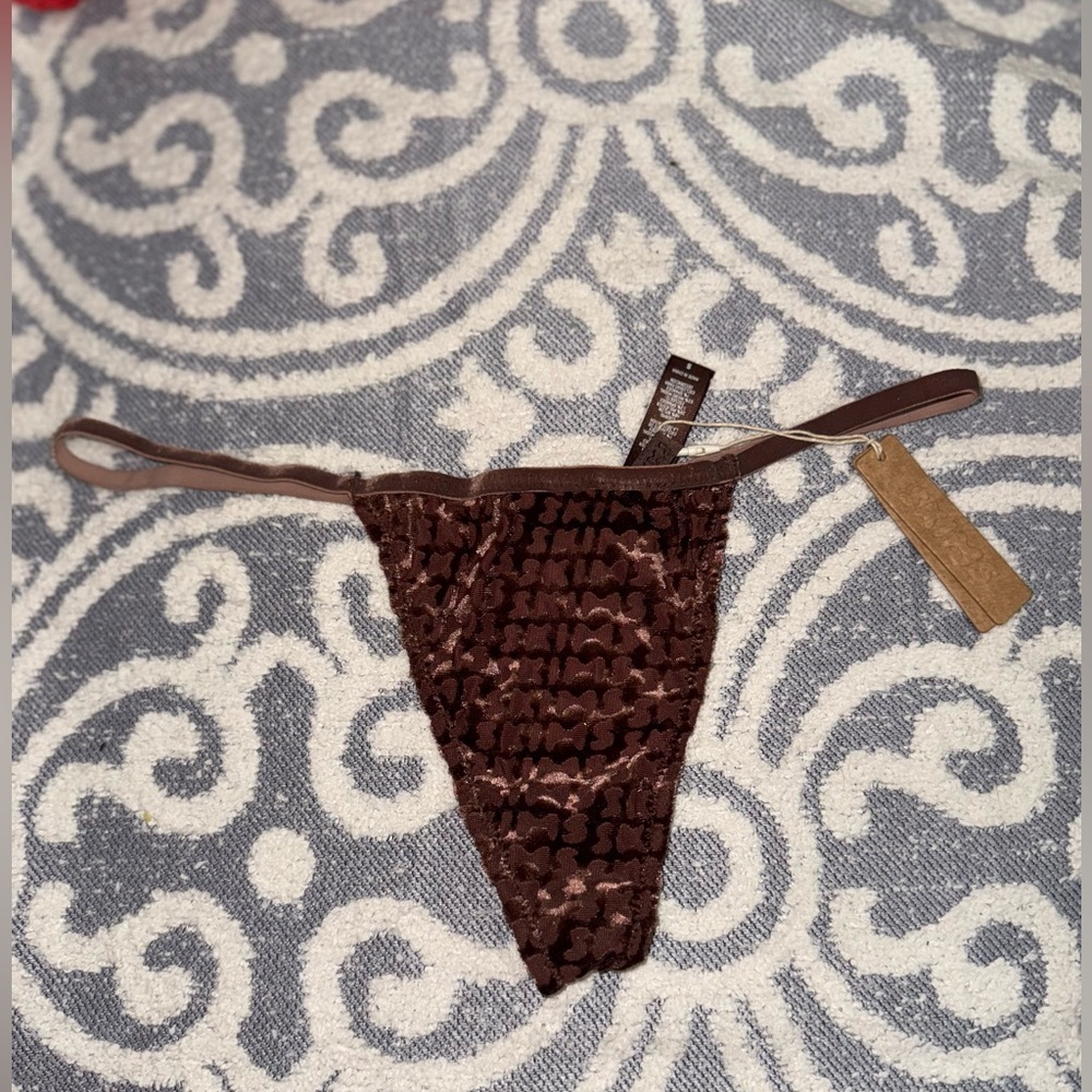 Skims Size Small Panty Chesnut Velour Velvet Thong NWT